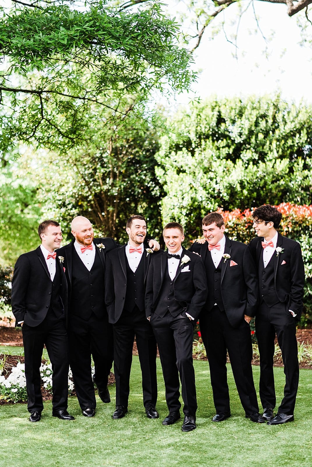 merrimon wynnes groomsmen laughing photo