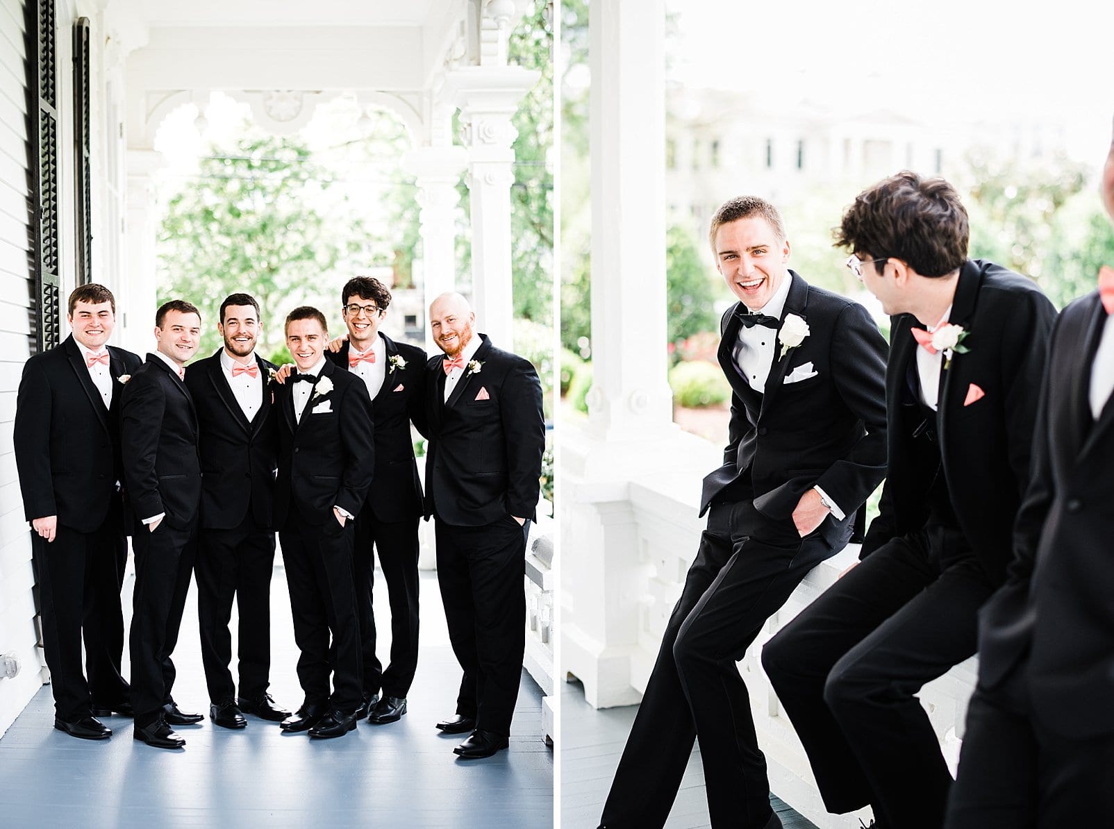 merrimon wynne groomsmen hanging out on porch photo