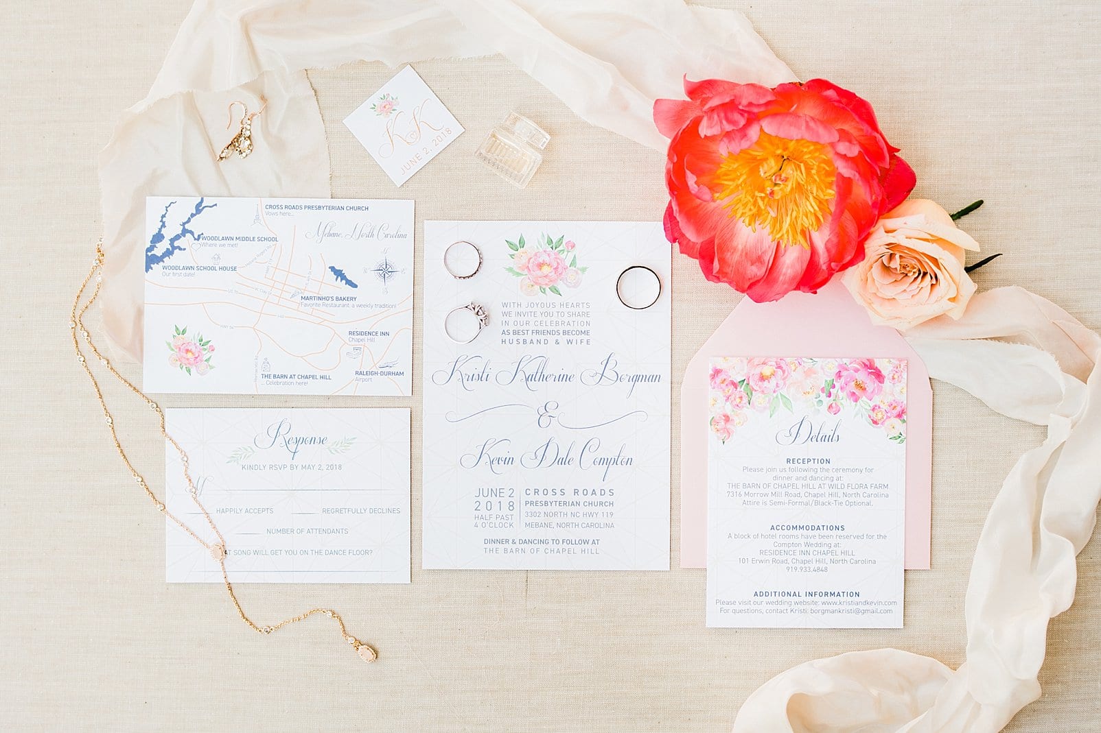 Atwater graphics studio floral wedding invitation suite photo