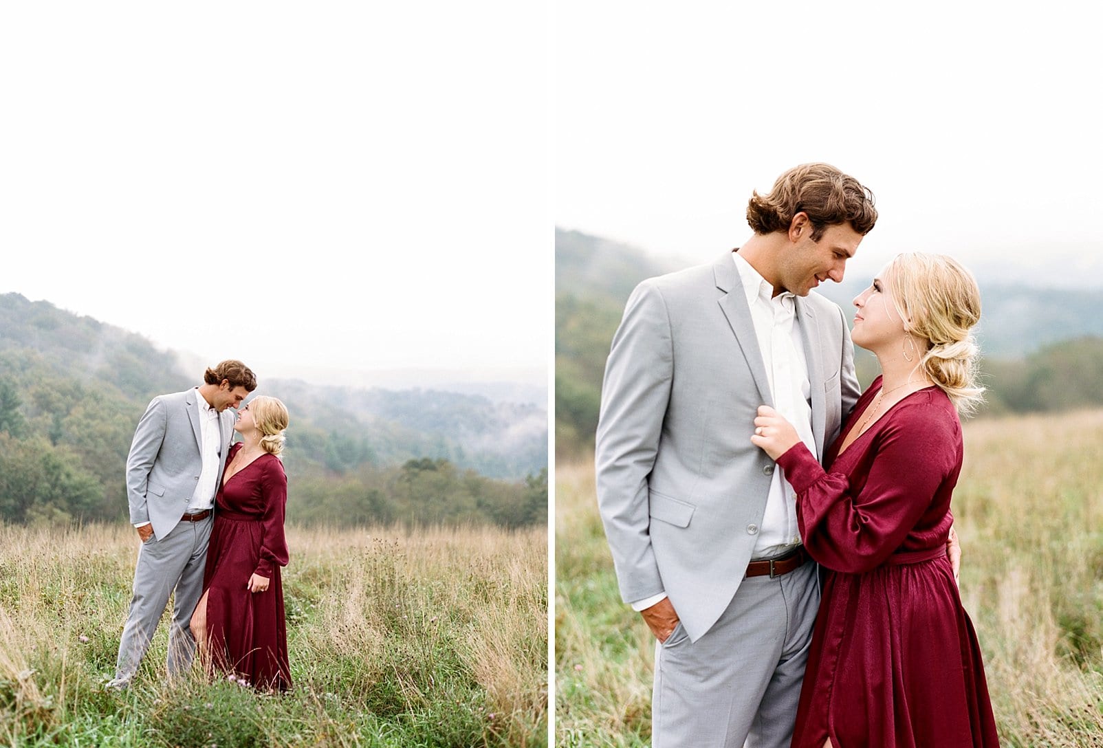 boone wedding engagement pictures in field on mountain photo