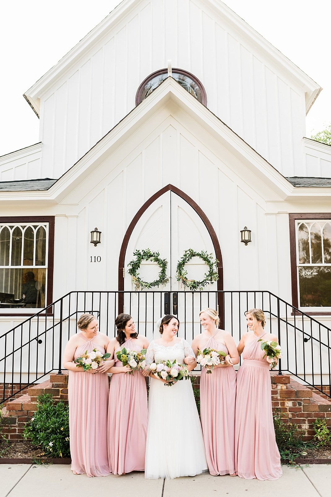 raleigh, nc bride with bridesmaids in light pink photo