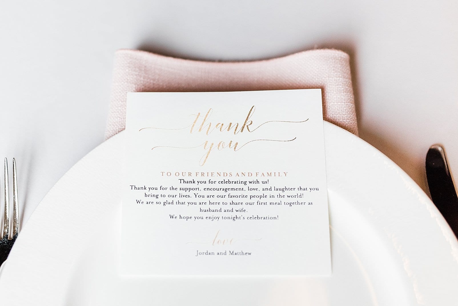 raleigh, nc reception thank you card from bride and groom photo