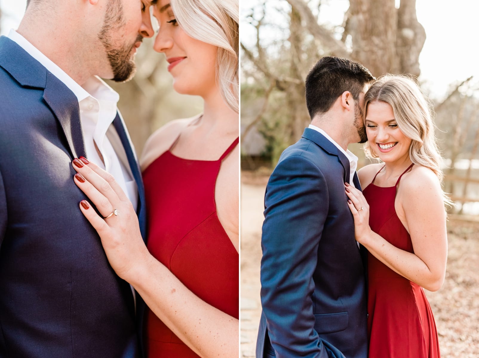 Raleigh engagement session, couple snuggled up and laughing photo
