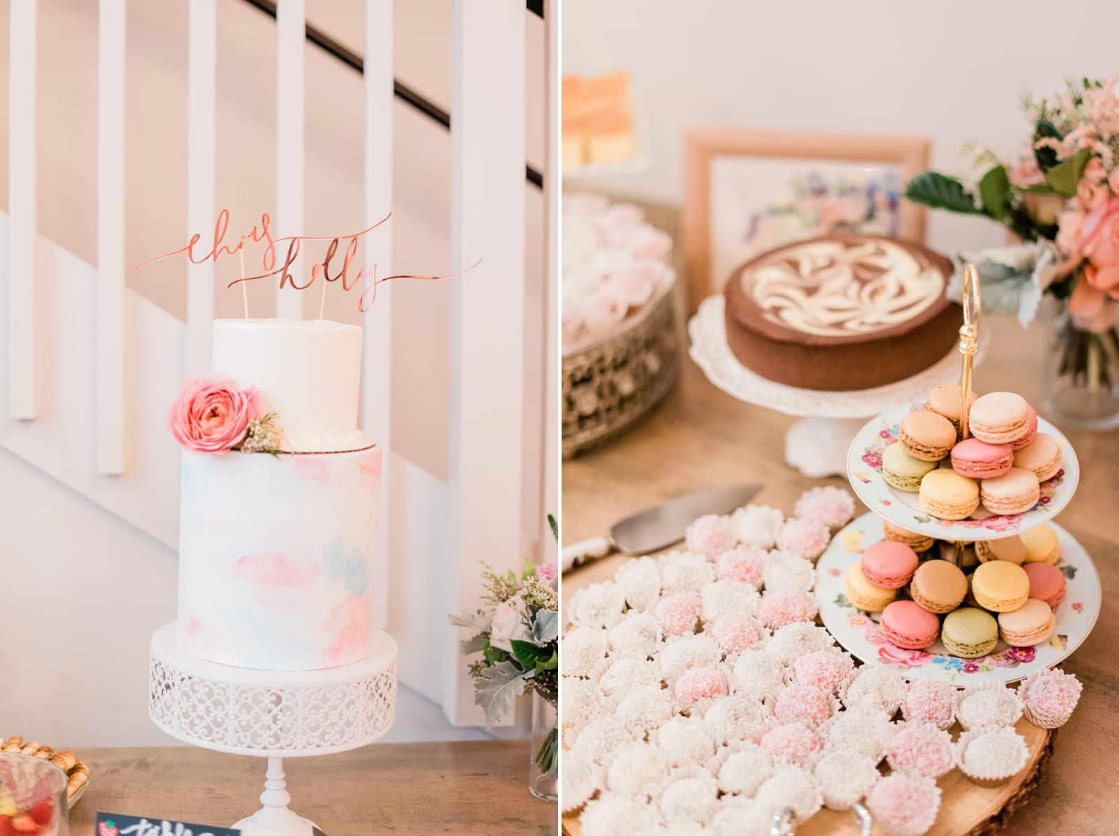 Chapel Hill, NC wedding cake and macaroons photo
