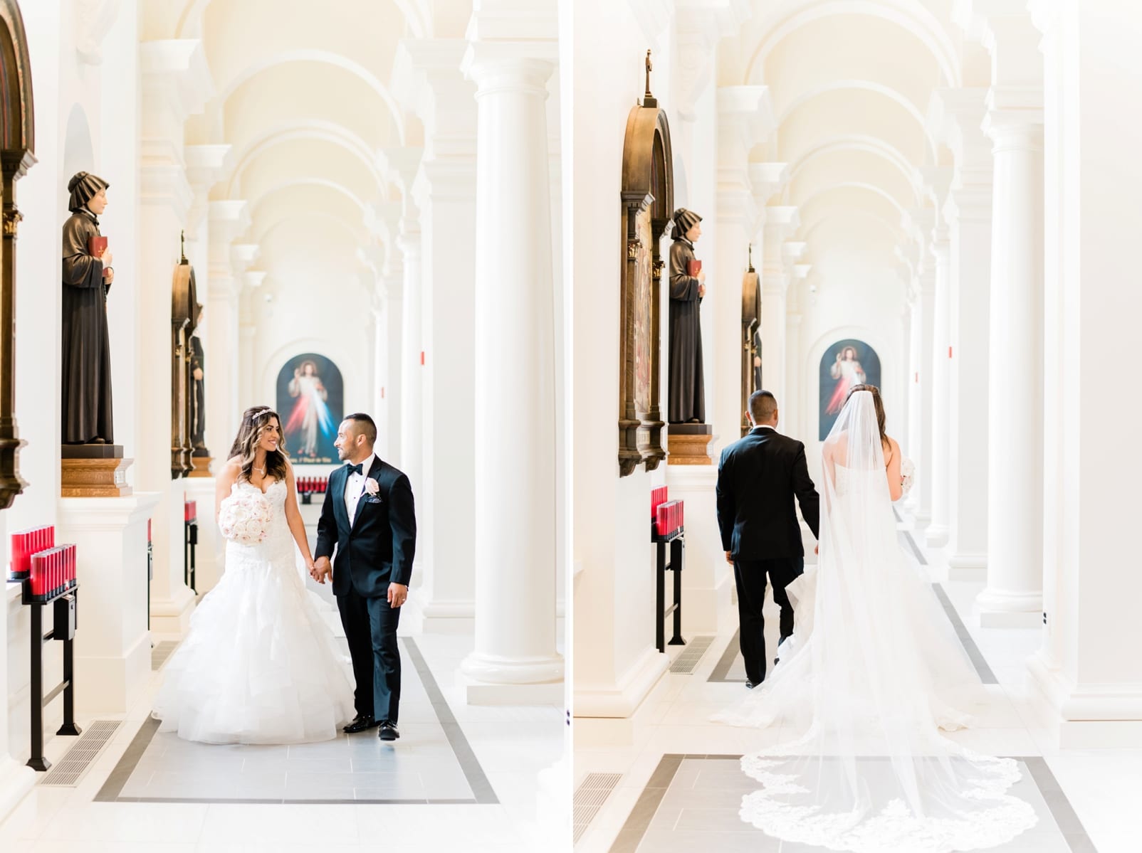 Raleigh, NC bride and groom in Holy Name of Jesus cathedral photo