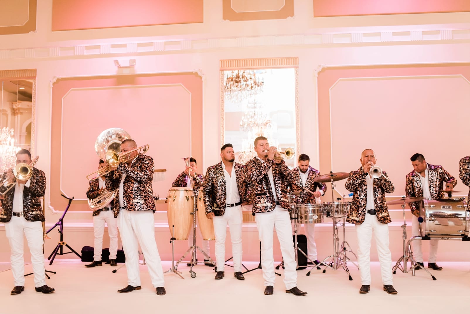 Grand Marquise ballroom wedding reception with live band photo