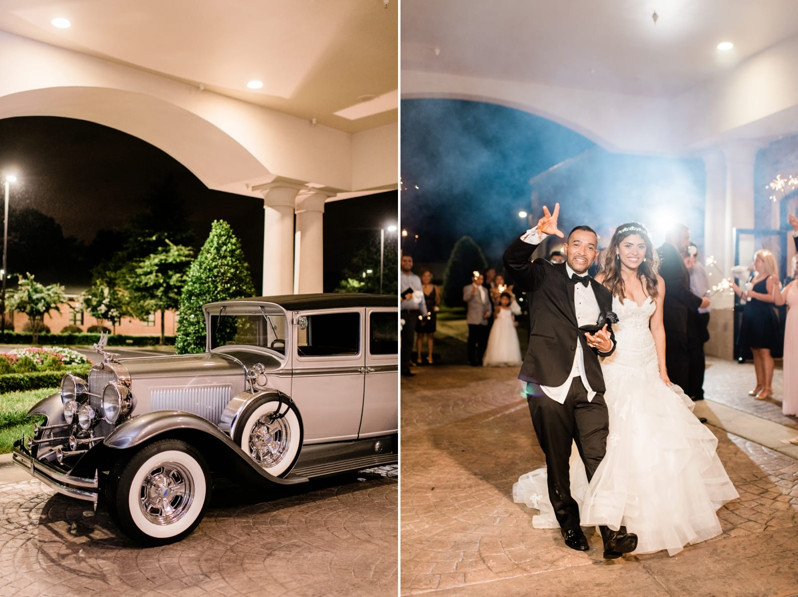 Woodlief Classic cars getaway car from bride and groom after wedding reception photo