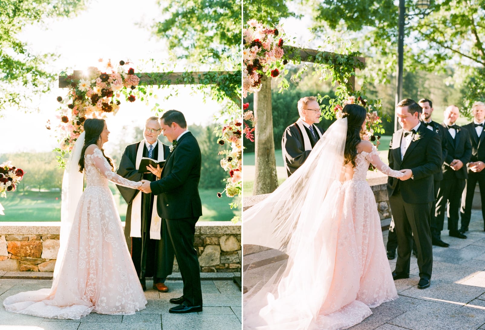 Biltmore Forest Country Club bride and groom exchanging rings during ceremony photo