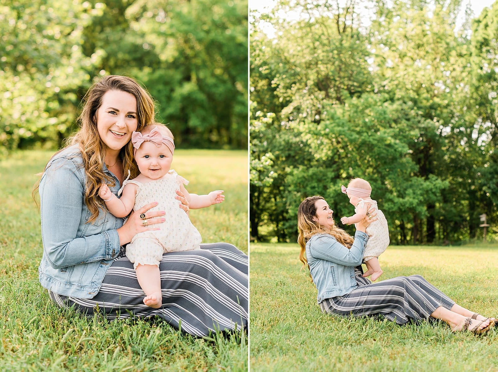 Wake Forest mother playing with her 9 month old daughter in her lap photo