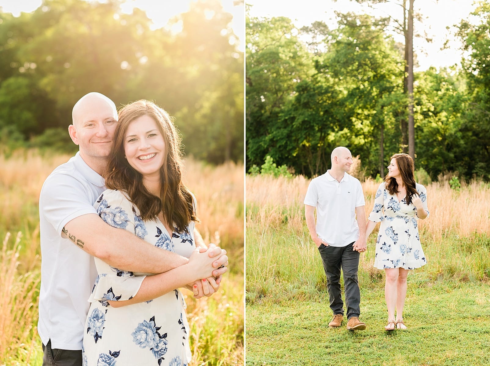 Wake Forest Outdoor photography session with young couple walking photo