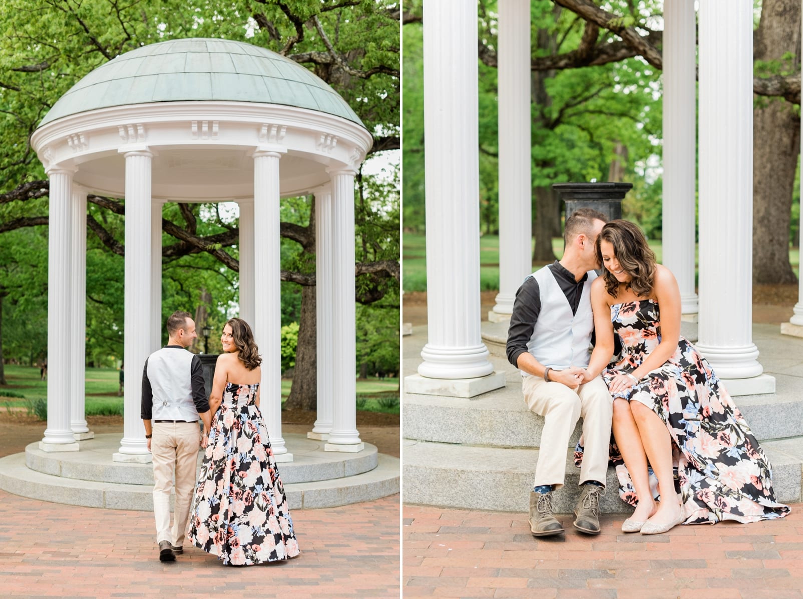 Chapel Hill Old Well engagement session on the steps photo