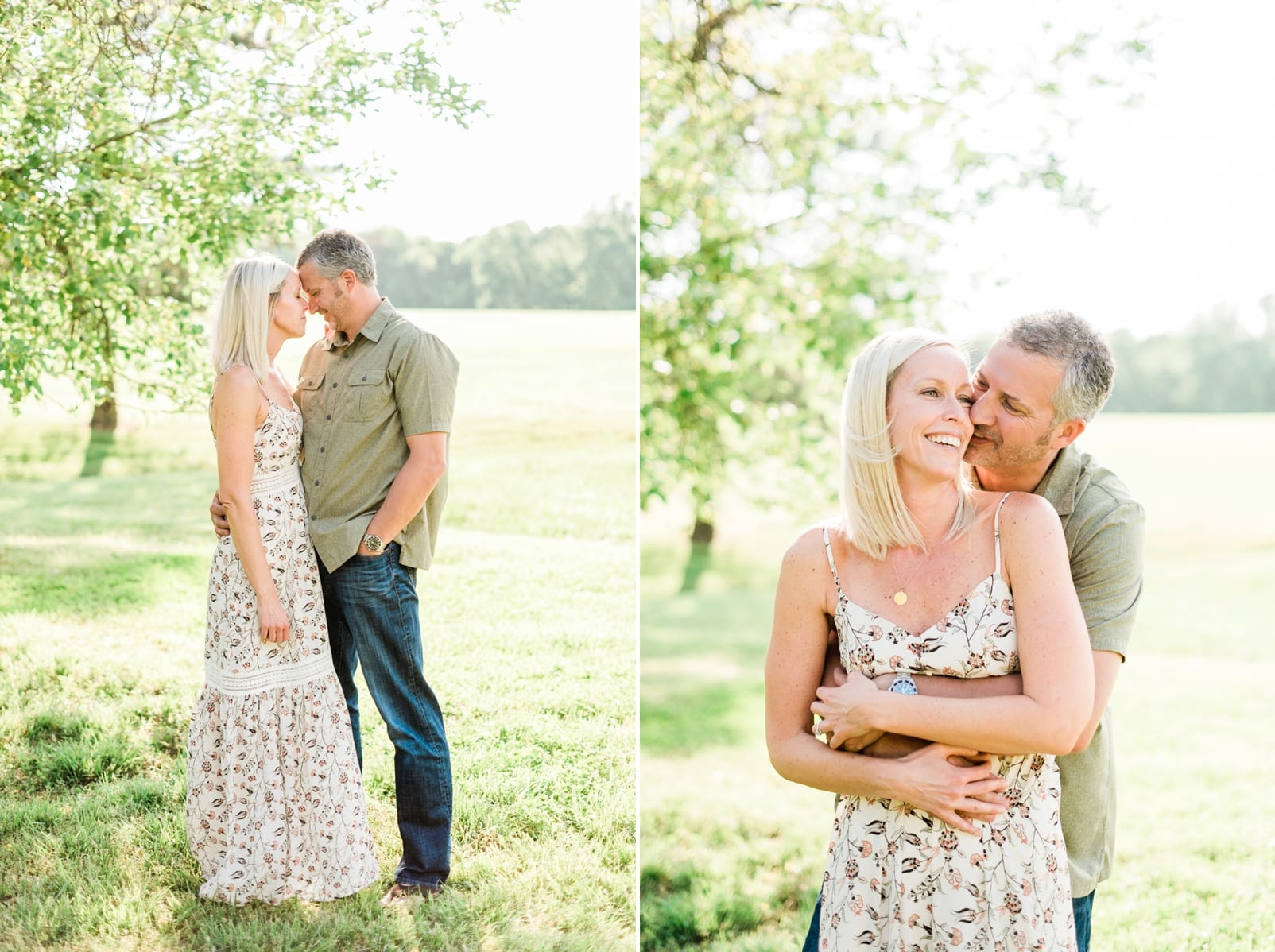 Wake Forest couple with girl in a long flower dress photo