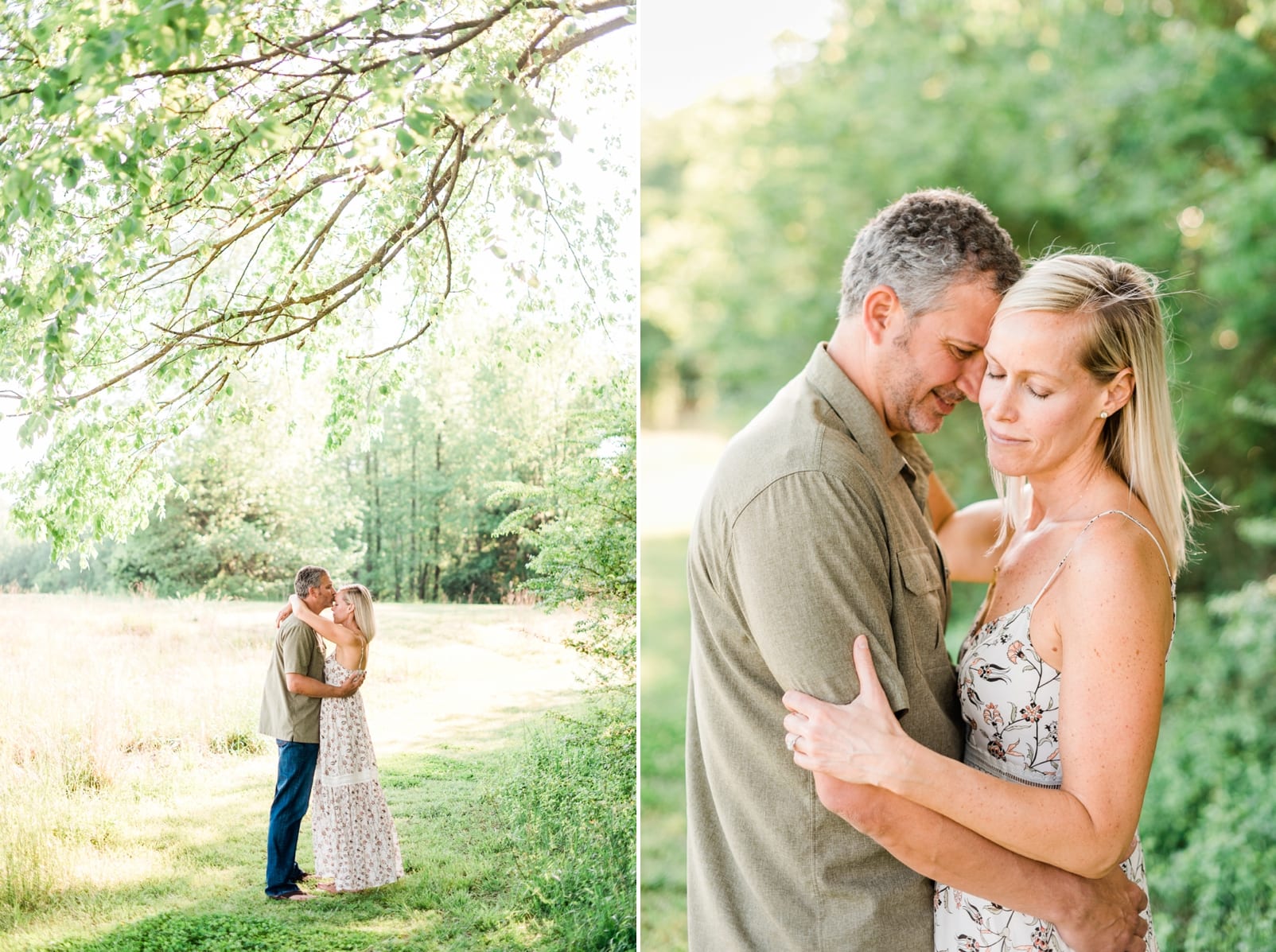 Wake Forest couple snuggling and embracing during engagement session photo