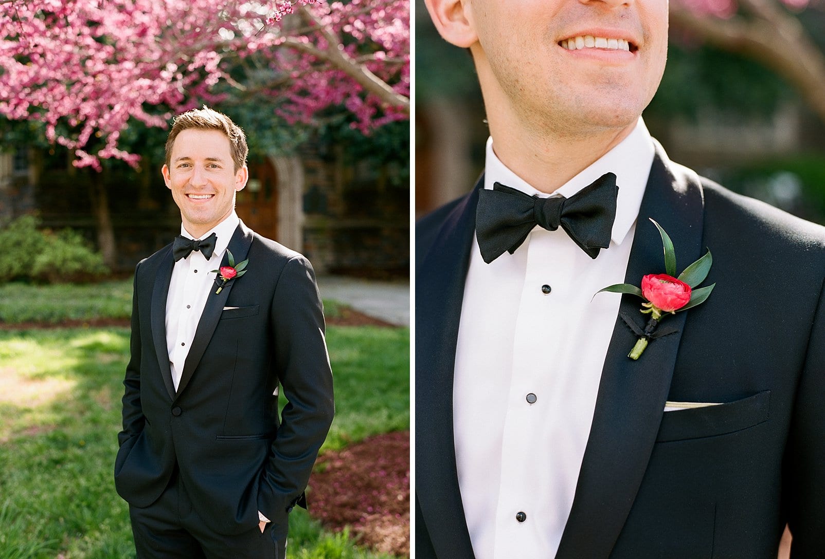 Artfully Arranged boutonniere with pink flower photo