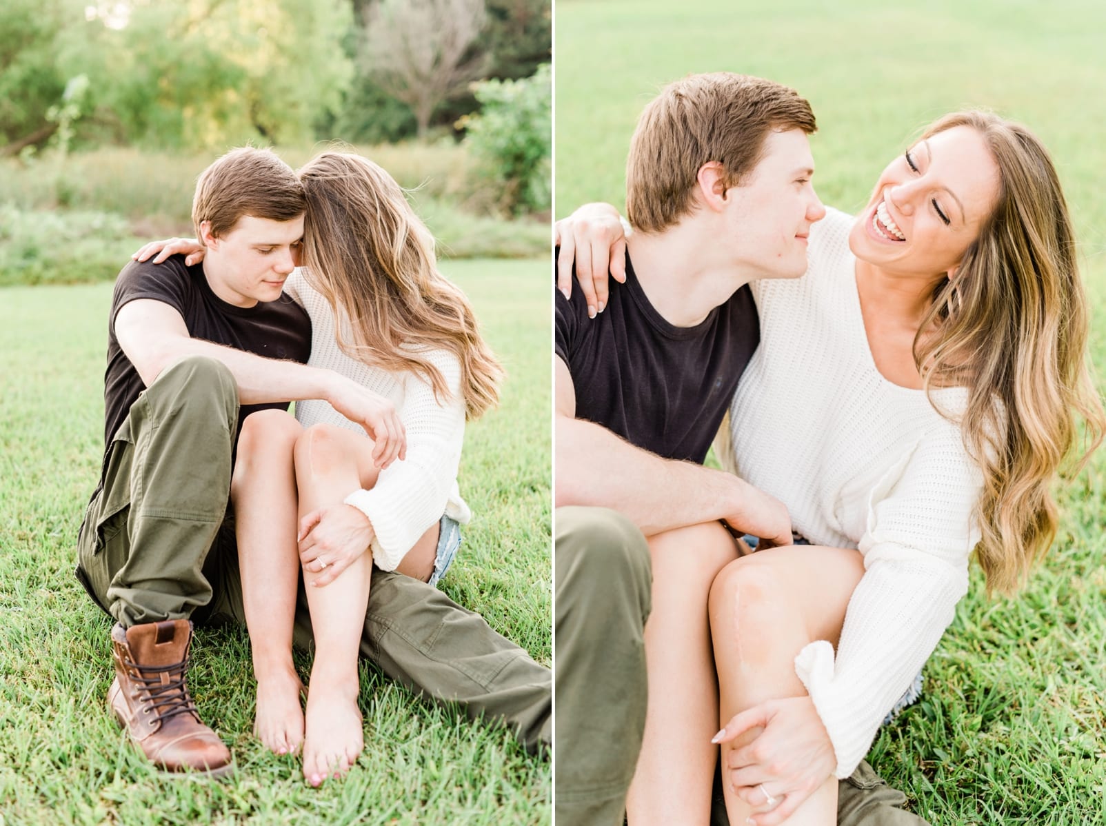 Raleigh engaged couple with girl sitting in her future groom's lap photo