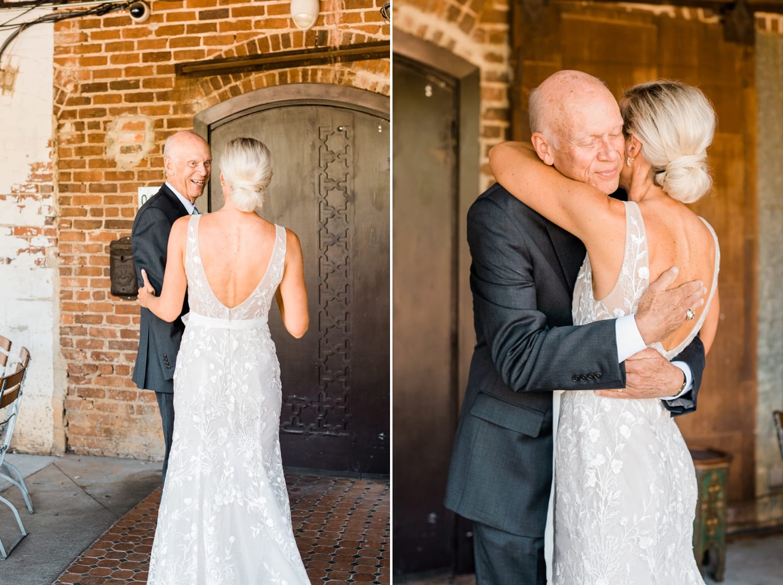 Raleigh wedding bride's first look with her father photo