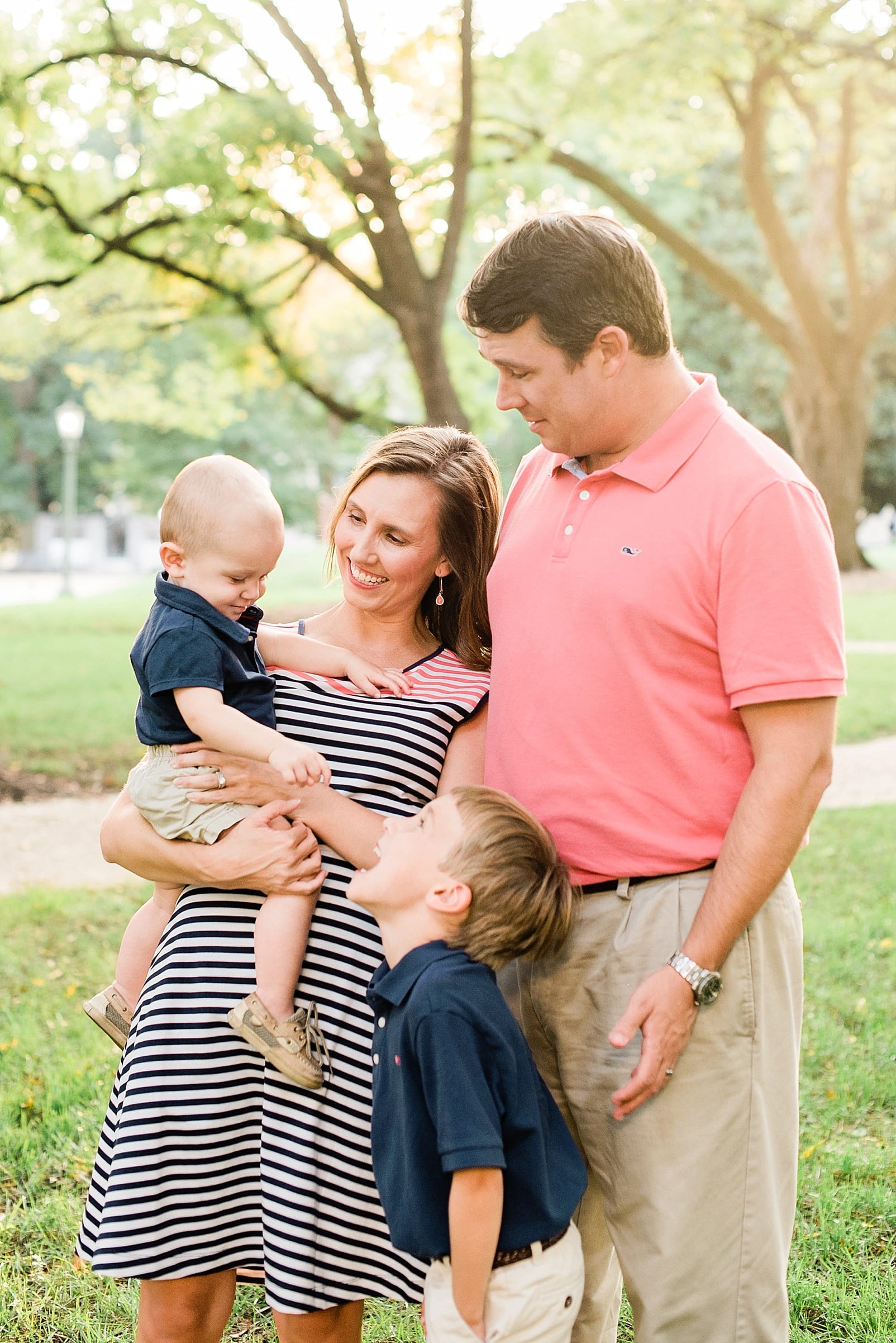 Raleigh nc family with two young sons in navy blue and khaki shorts photo