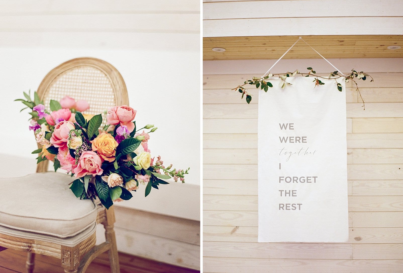 Mason Dixon Designs hanging lettered art with greenery draped across the top photo