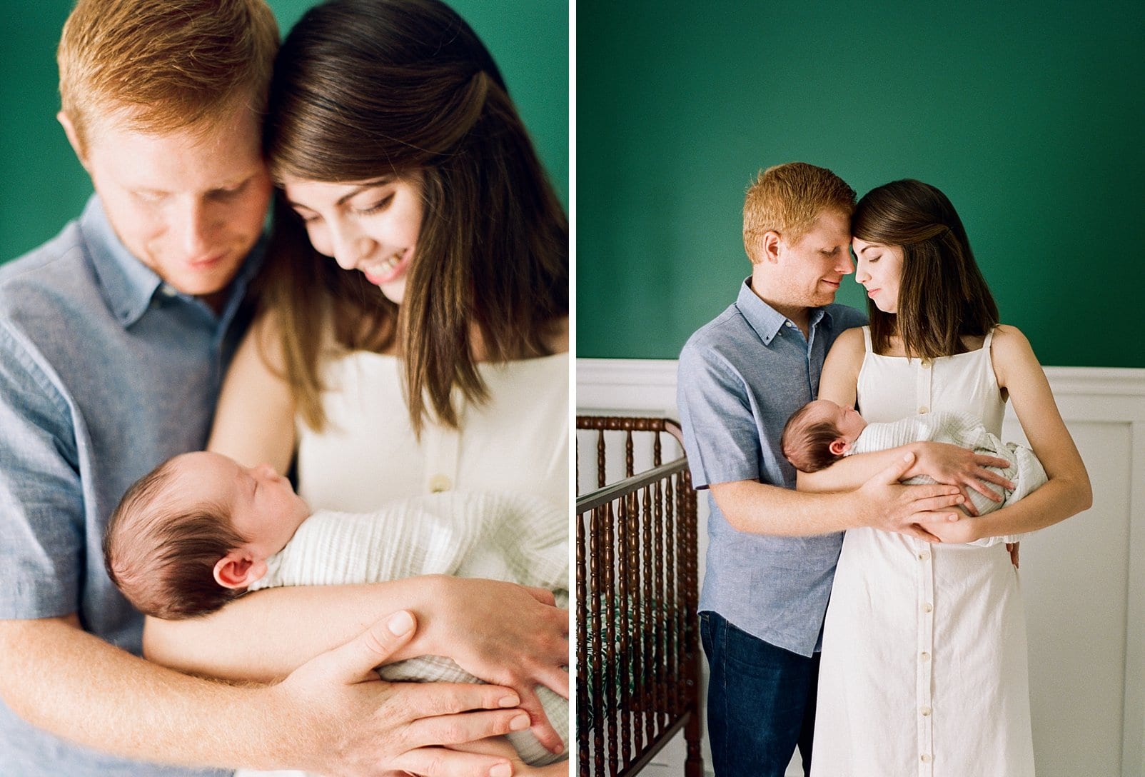 Raleigh father leaning into his wife while she holdings their newborn baby boy photo