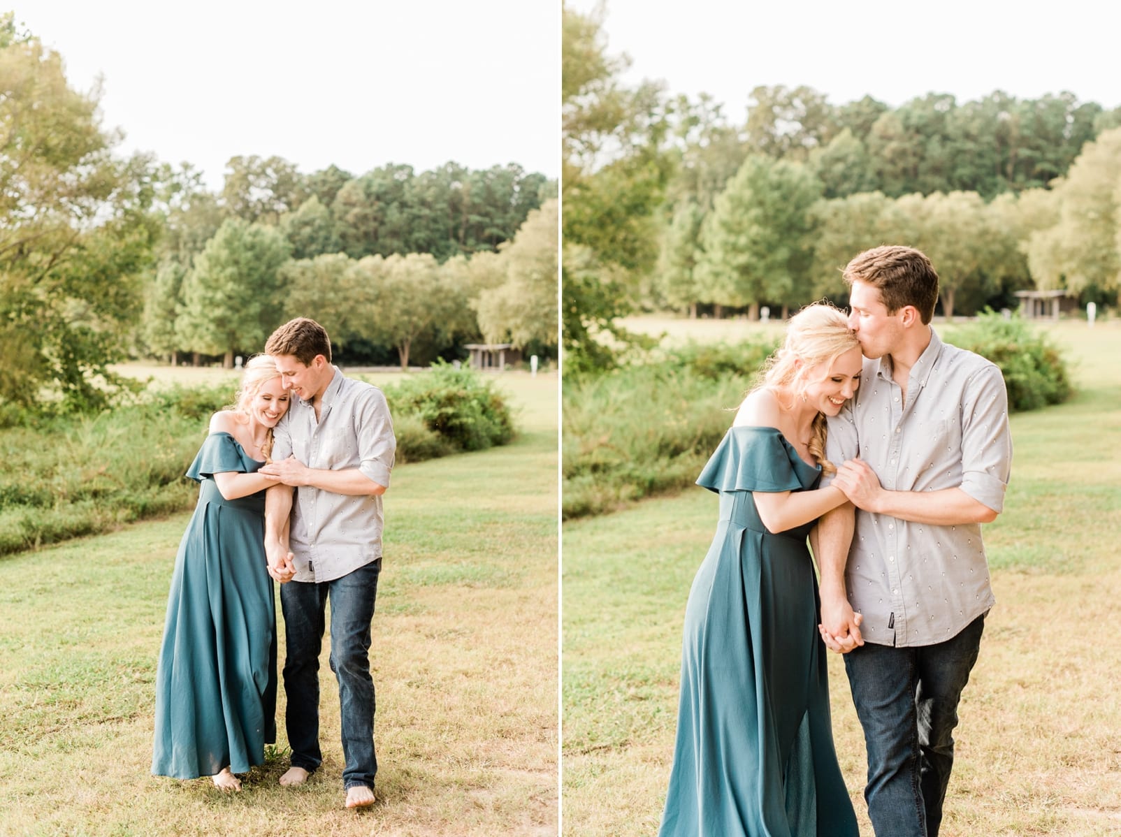 Engagement session in Raleigh with him kissing her on the head photo