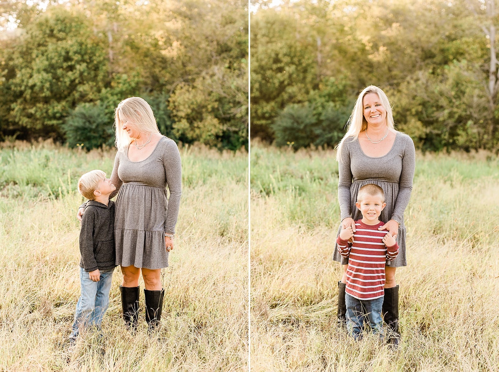Wake Forest mother in a gray dress with her two young sons photo