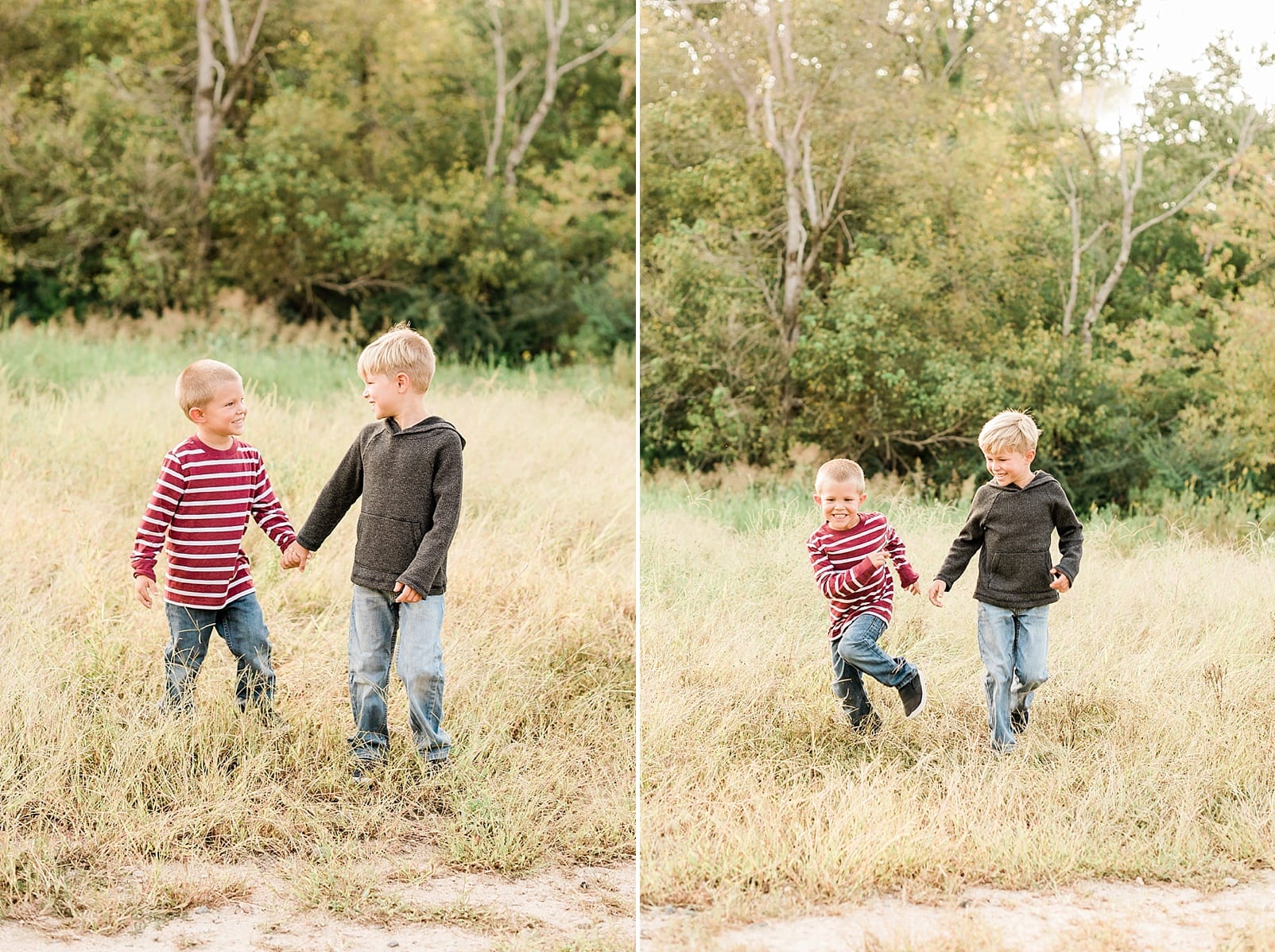 Raleigh boys running and playing together in a field photo