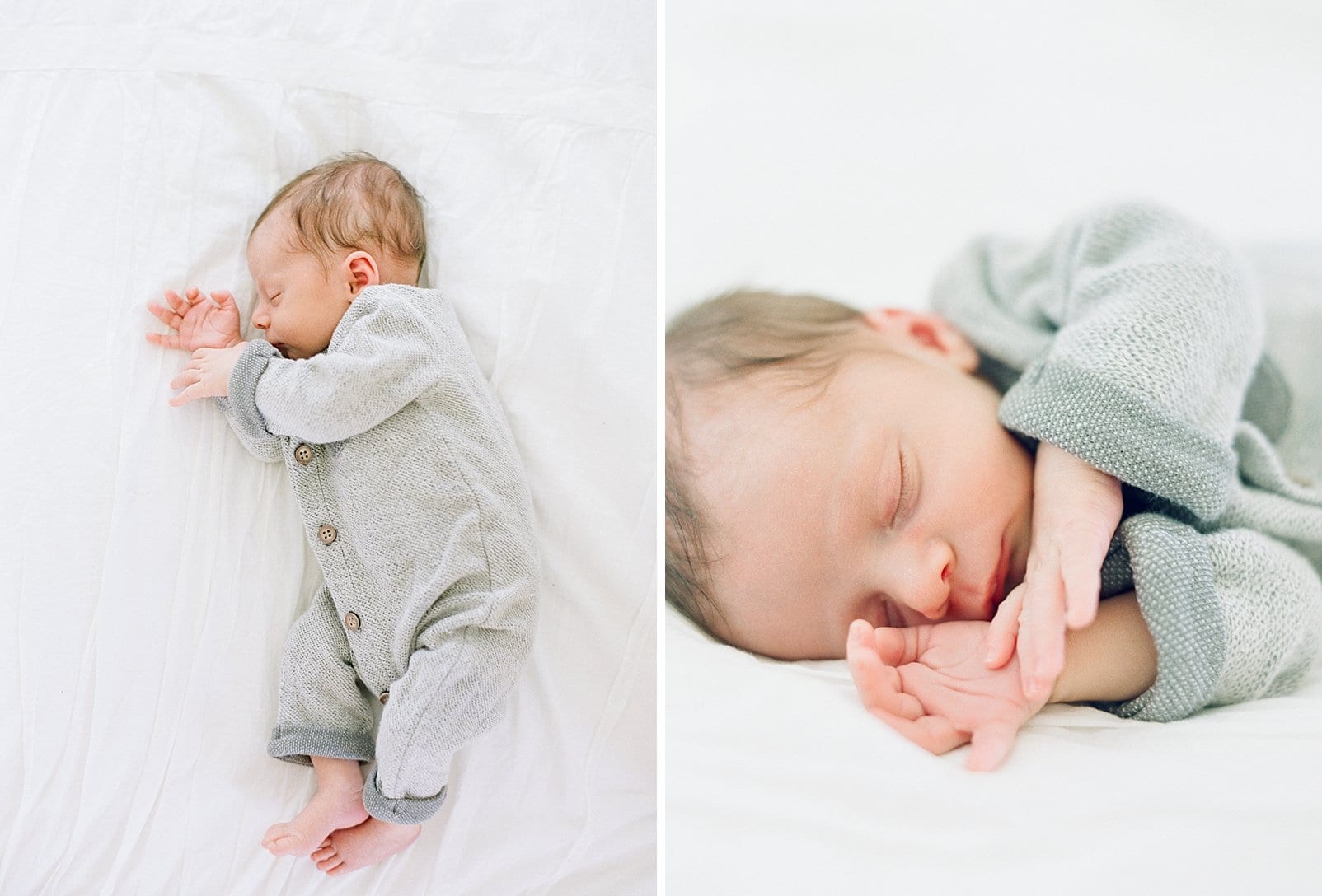 Raleigh film newborn session close up baby boy hands and face photo