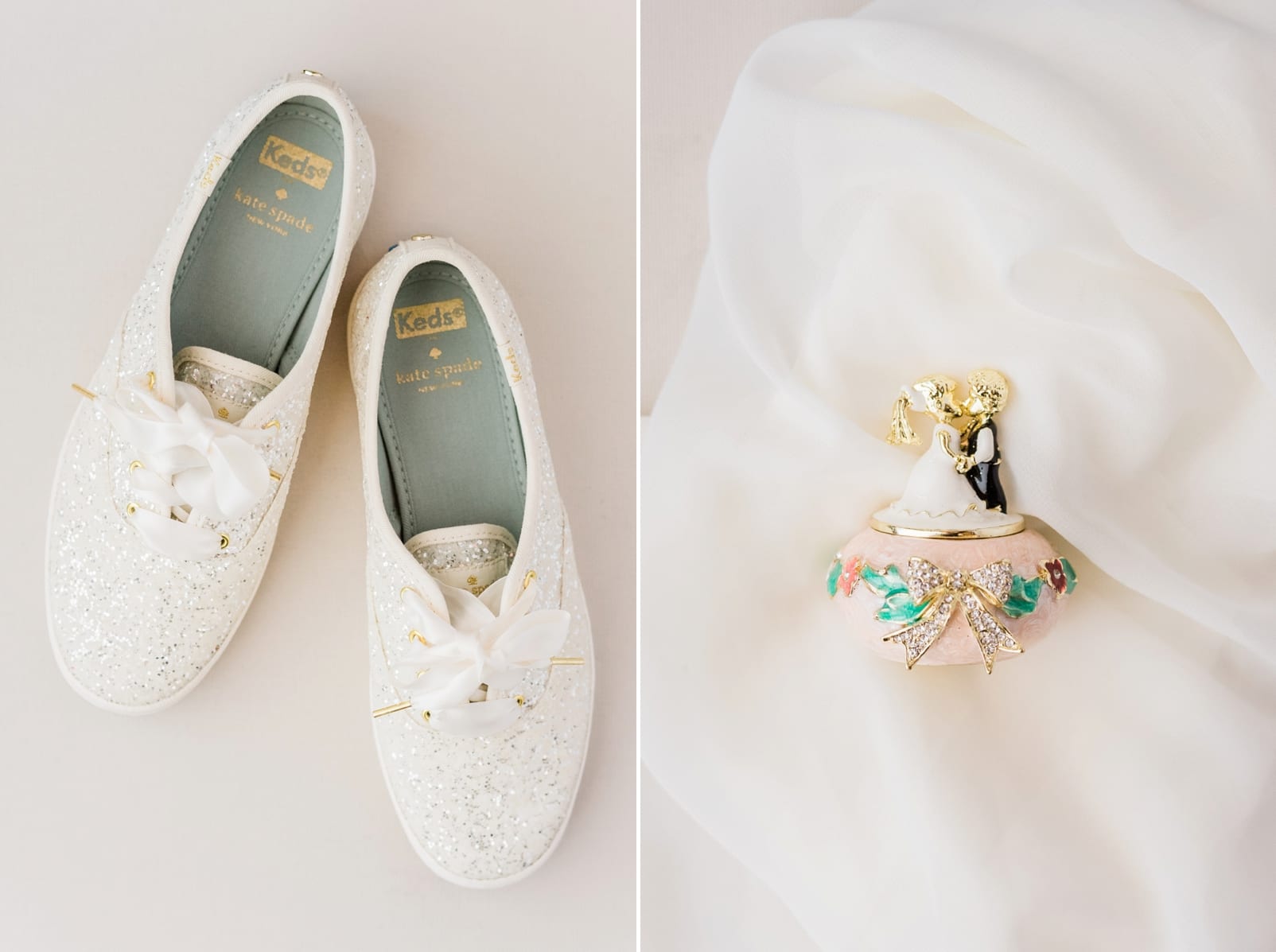 Raleigh wedding shoes white Keds styled with her veil photo