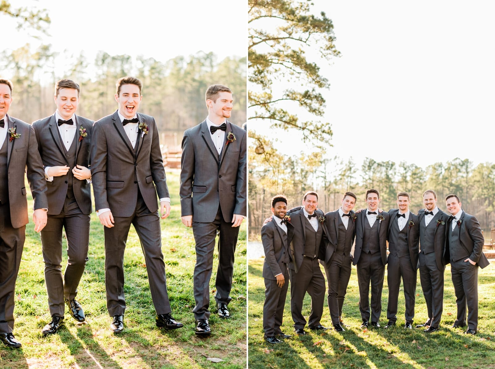 Angus Barn groom with his groomsmen in black tuxedos from Generation Tux photo