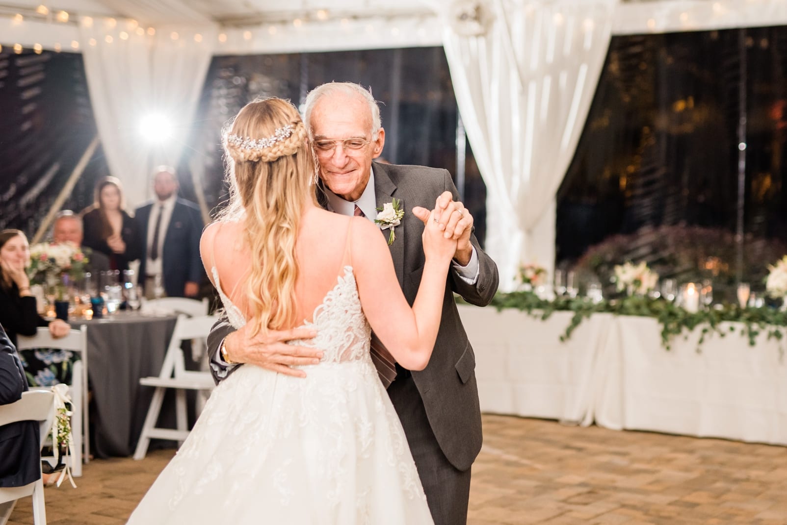 Oaks at Salem wedding reception bride dancing with her grandfather photo