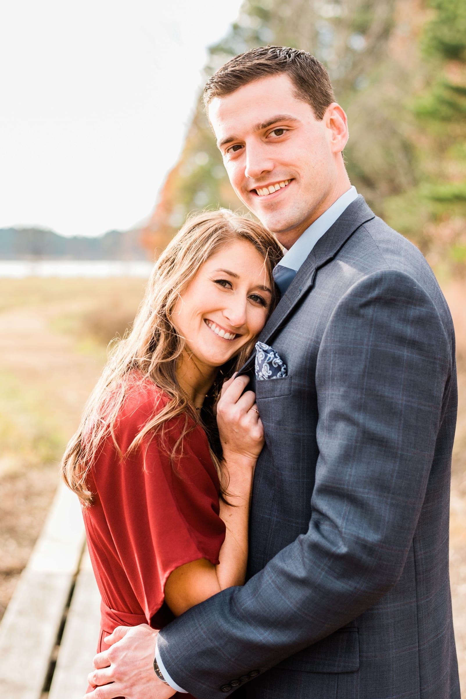 Raleigh engaged couple smiling together photo