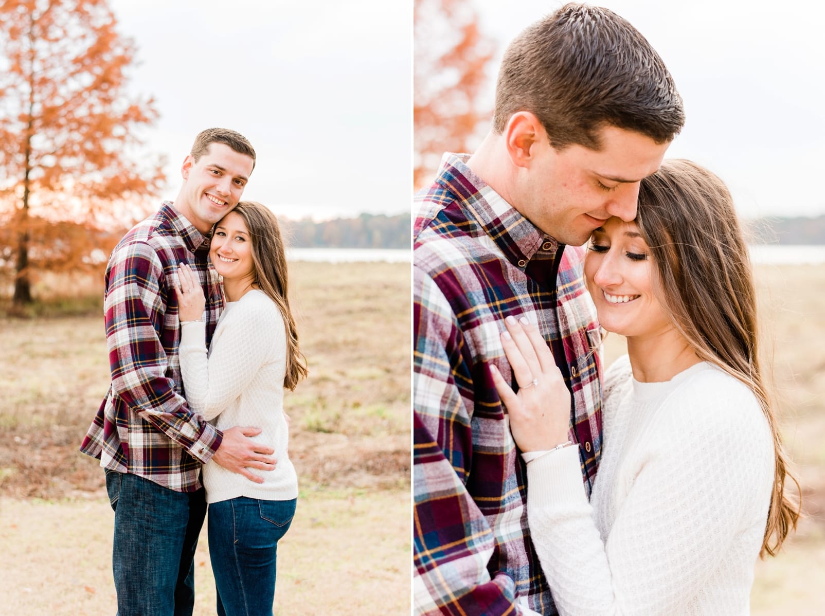 Raleigh couple with him in a plaid shirt and her in a cream sweater photo