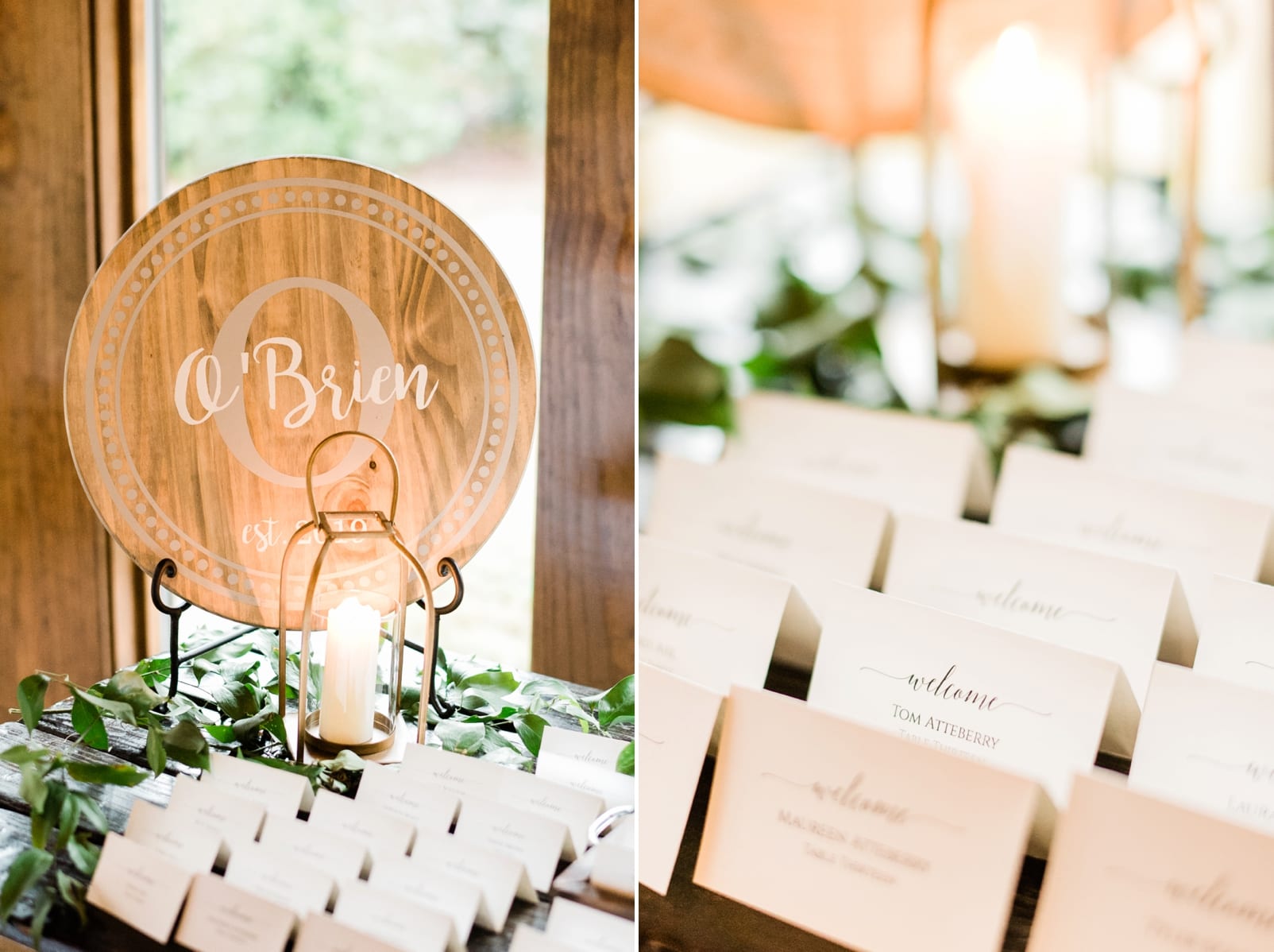 Sutherland estate pavilion reception with escort cards on a table photo