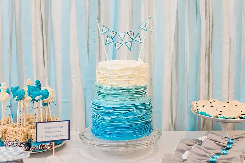 whale themed baby shower gradient cake photo