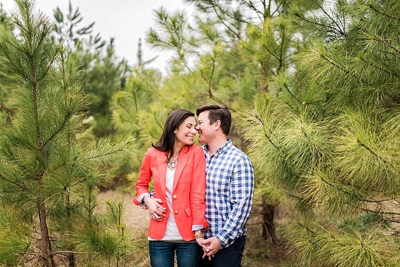 raleigh nc engagement photos in pine trees photo