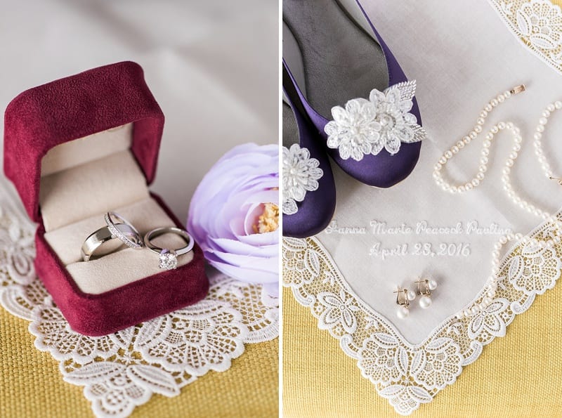purple bridal flats and velvet ring box photo