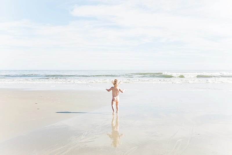 pawleys island toddler running down the beach photo