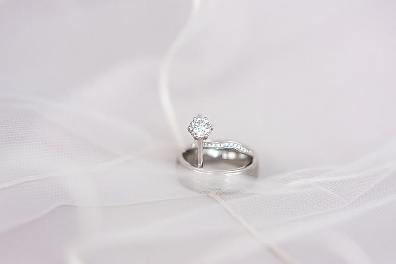 wedding rings on a veil photo