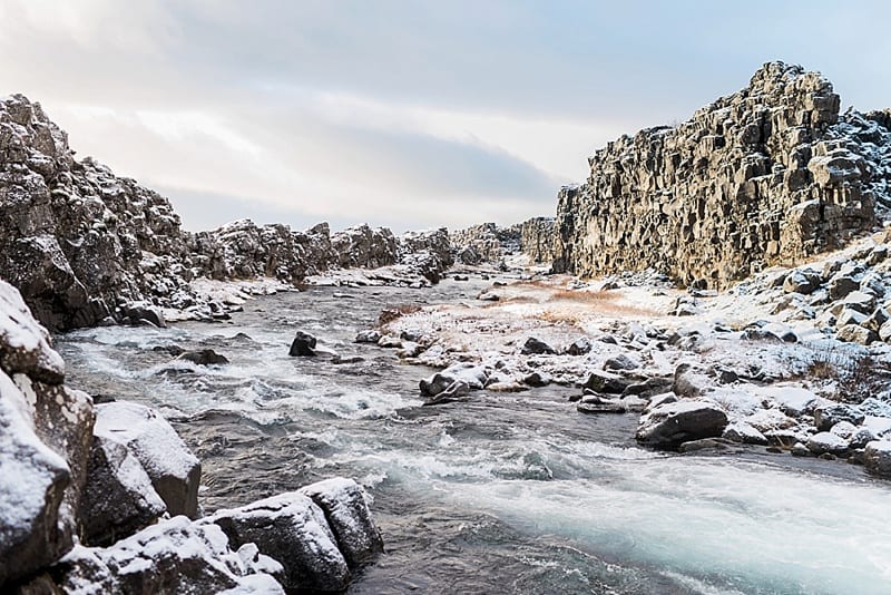 rocky river in iceland photo