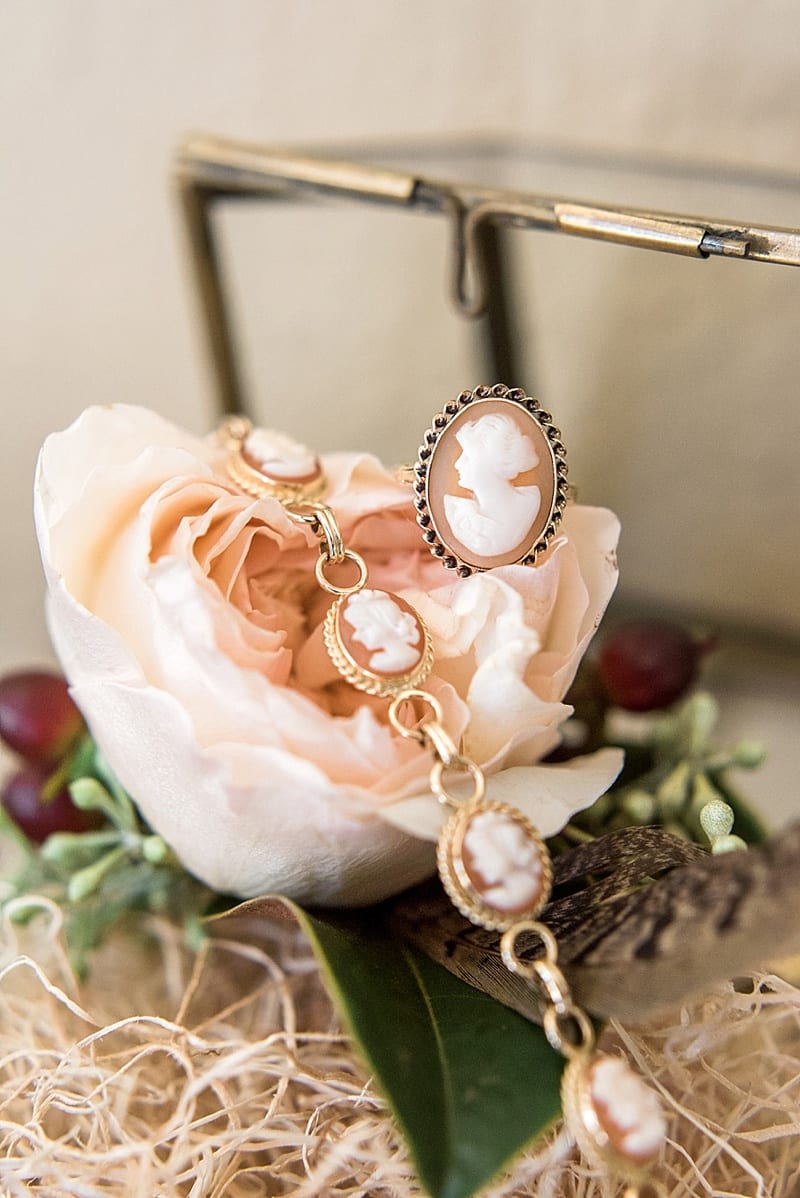 cameo bridal jewelry detail photo