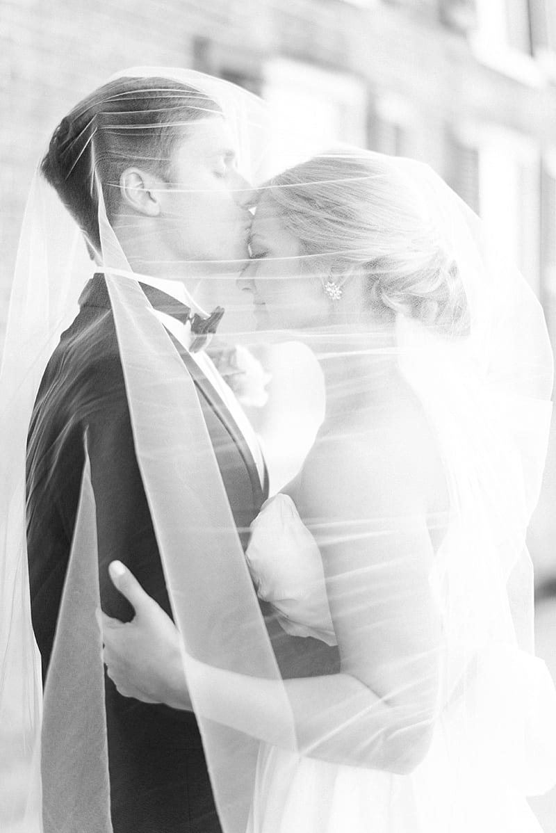 Wilmington bride and groom under veil photo