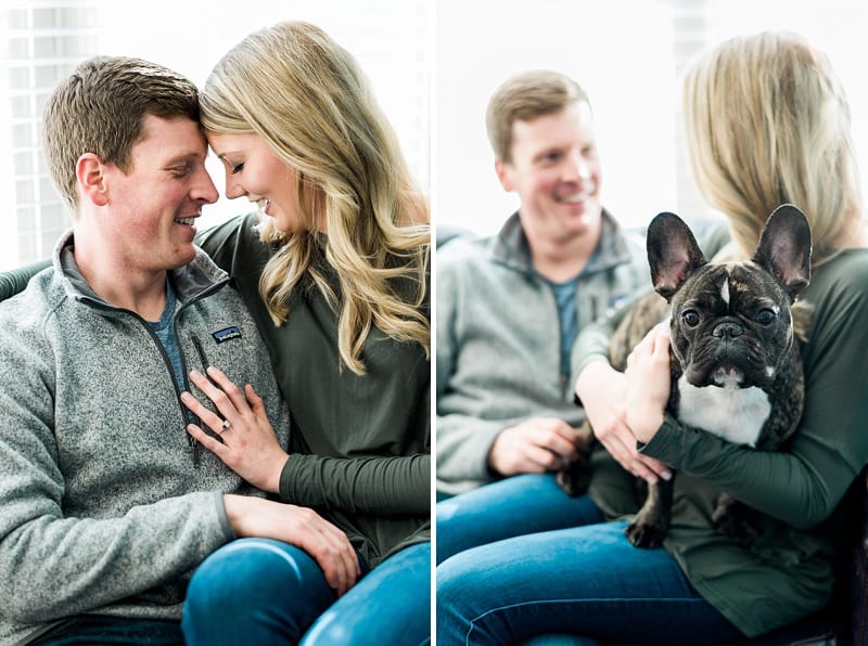 indoor lifestyle engagement session with dog photo