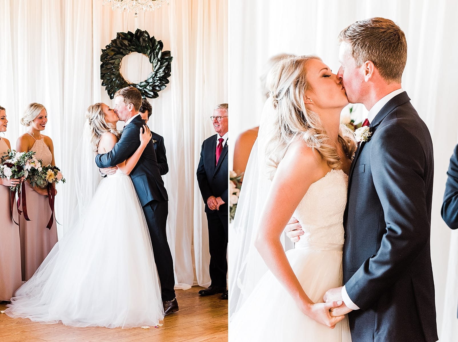 raleigh north carolina wedding photographer first kiss industrial wedding ceremony photo