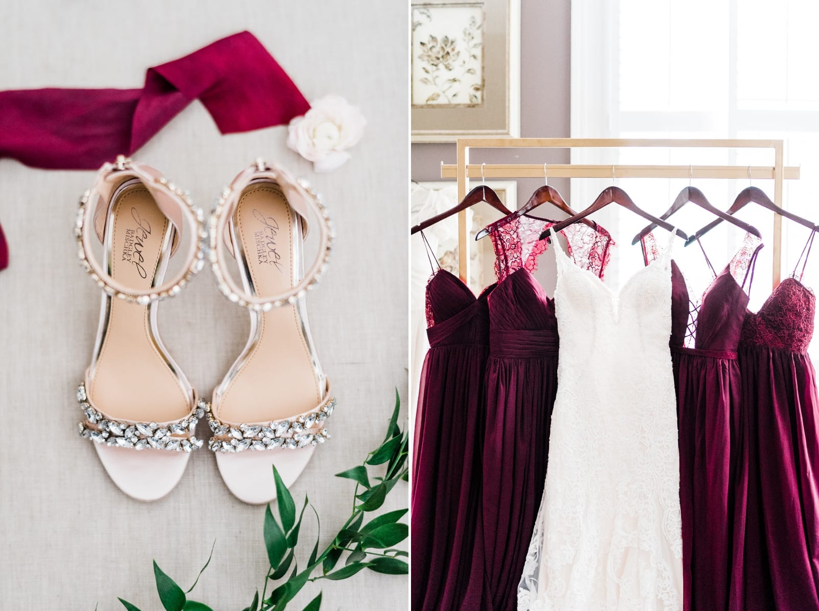 sutherland wedding photographer wake forest burgundy bridesmaid dress badly mischka shoes photo