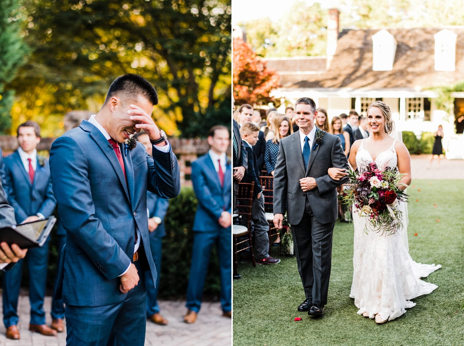 sutherland estate wedding photographer groom seeing bride groom crying garden ceremony inspiration photo