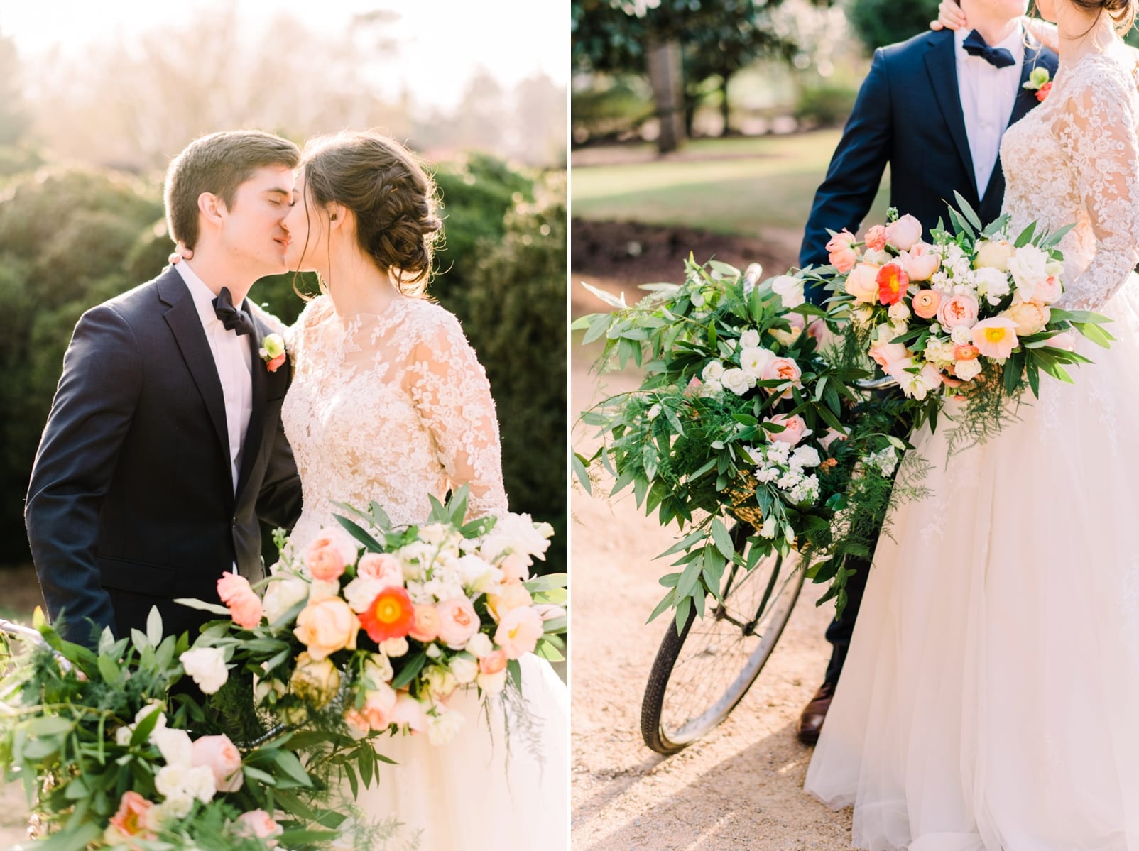 Kast Events & Company cascading bridal bouquet with peach colors and greenery photo
