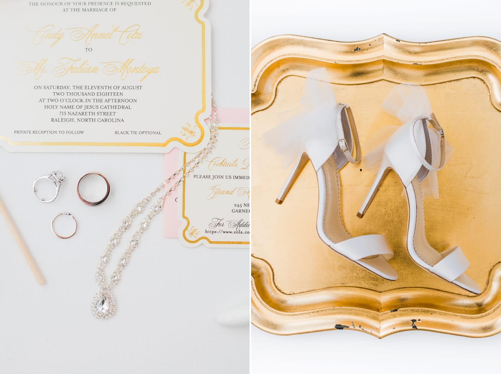 Theresa Jatko Designs invitation suite with gold and pink accents photo