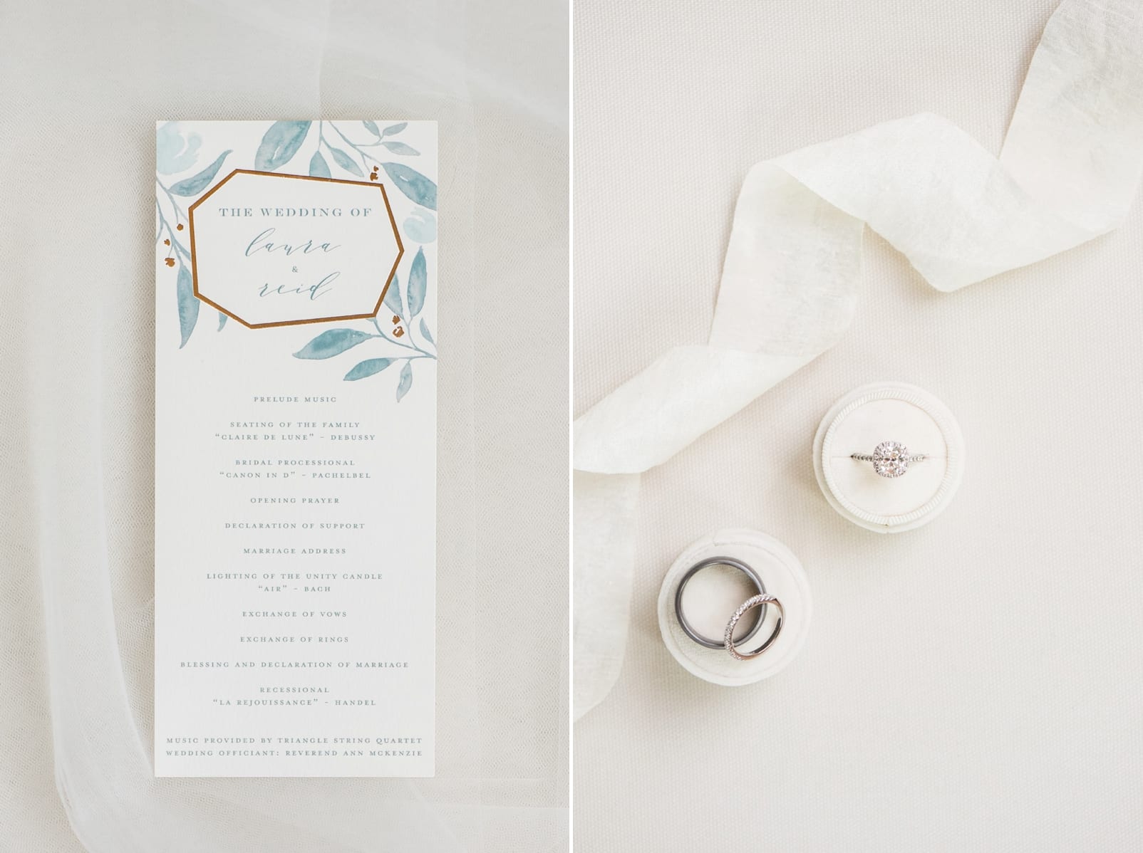 Melrose Knitting bridal details and menu card photo