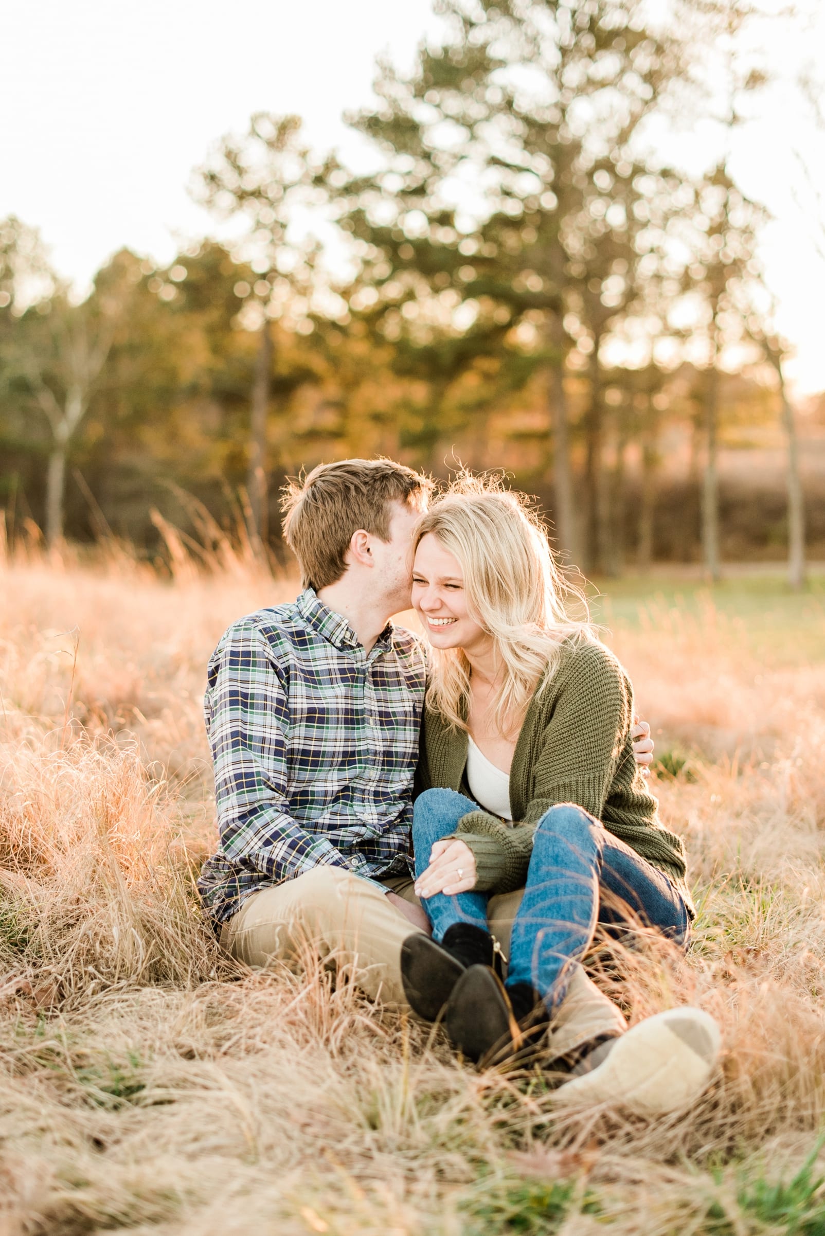 NC Art Museum engagement session on the grass hill photo